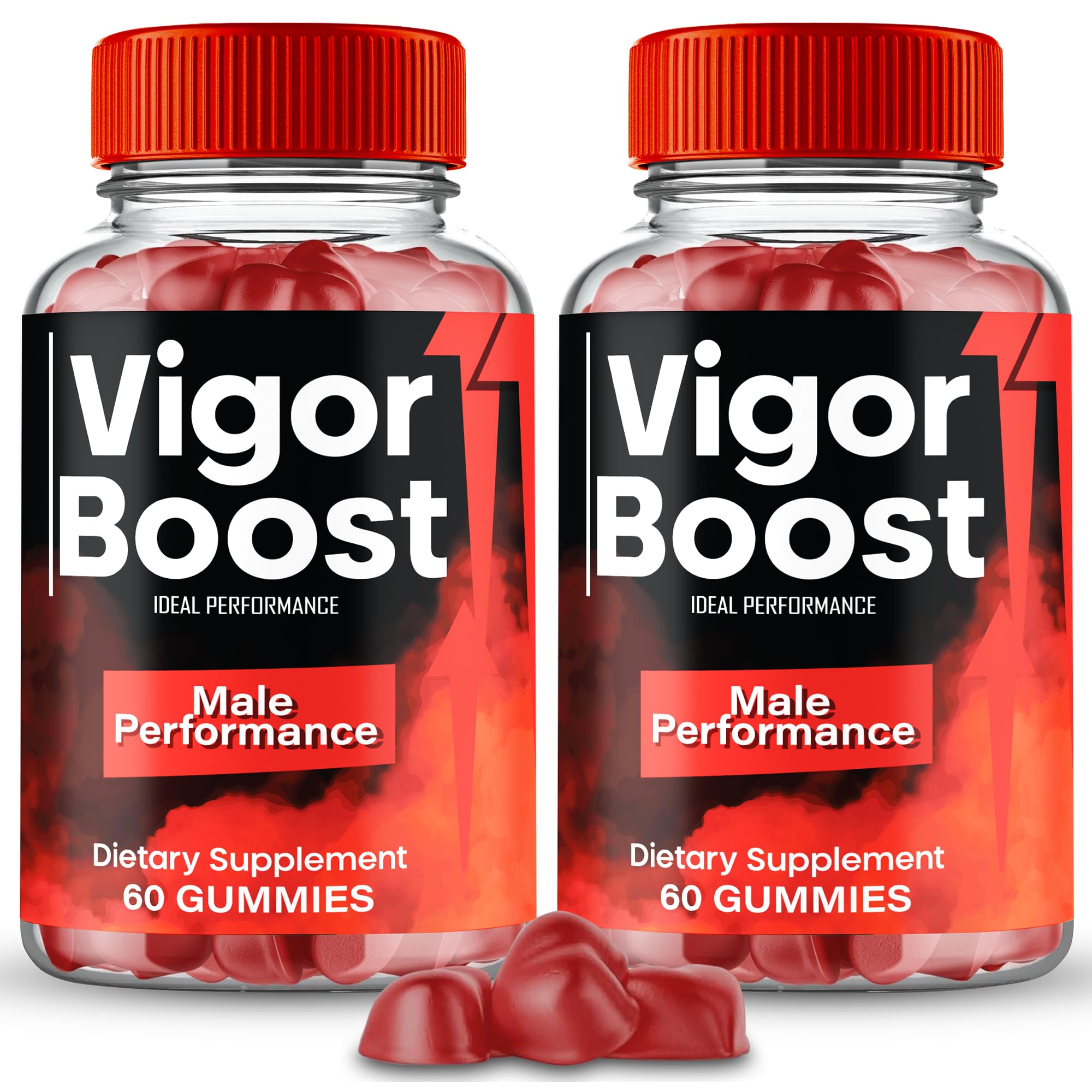 IDEAL PERFORMANCE envase frontal de Vigor Boost Gummies mostrando diseño y presentación