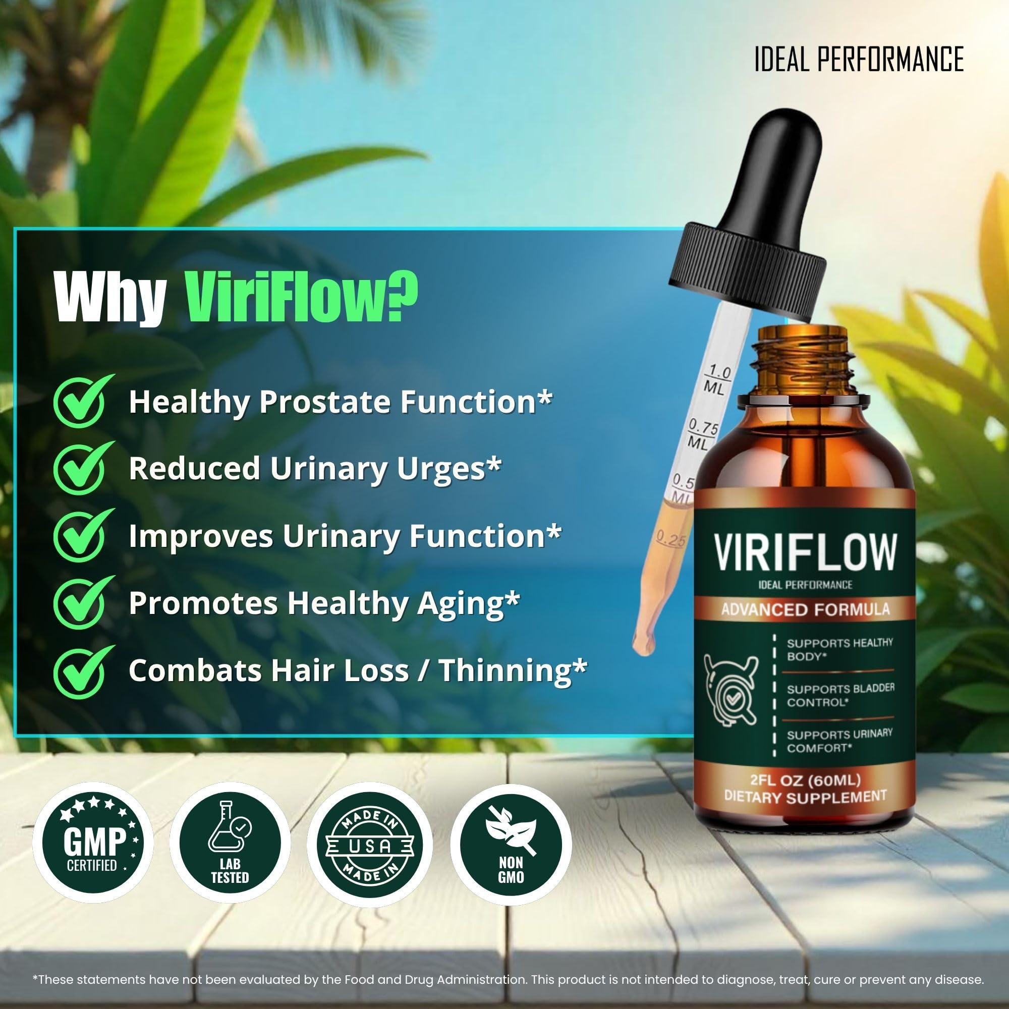 IDEAL PERFORMANCE ViriFlow etiqueta con información, transparencia en ingredientes