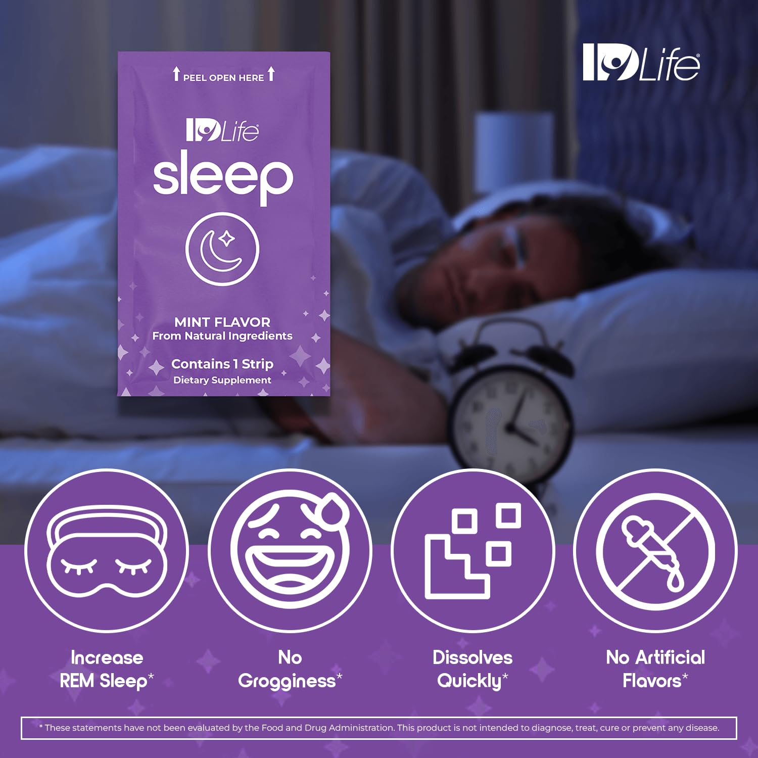 IDLife Sleep detalle de la tira disolviéndose y absorción rápida