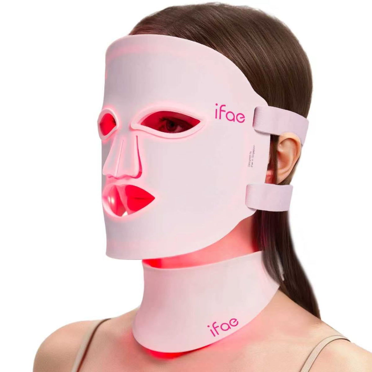 IFAE máscara frontal rosa mostrando ajuste cómodo y elegante