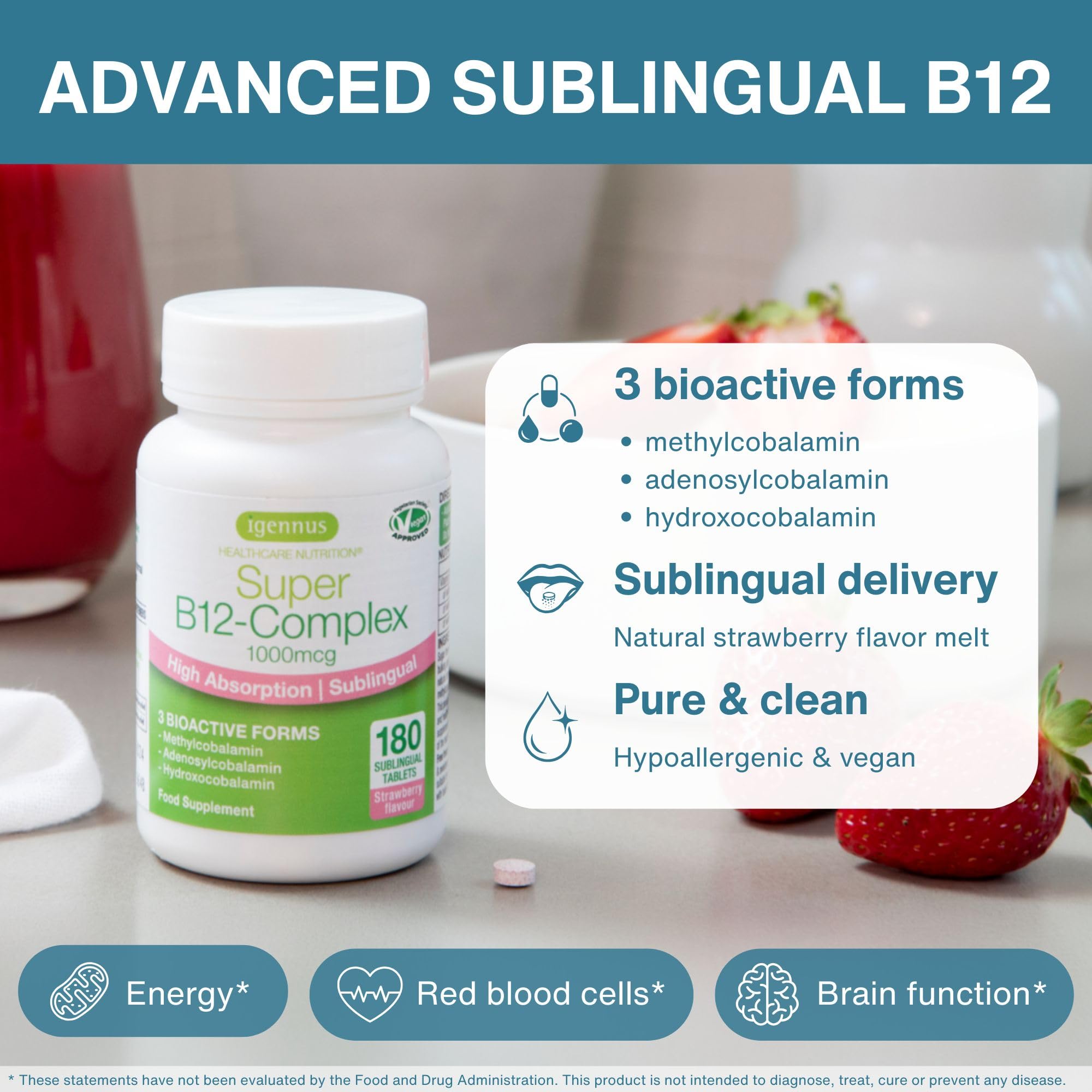 Igennus comprimido en mano listo para uso sublingual, fácil de tomar