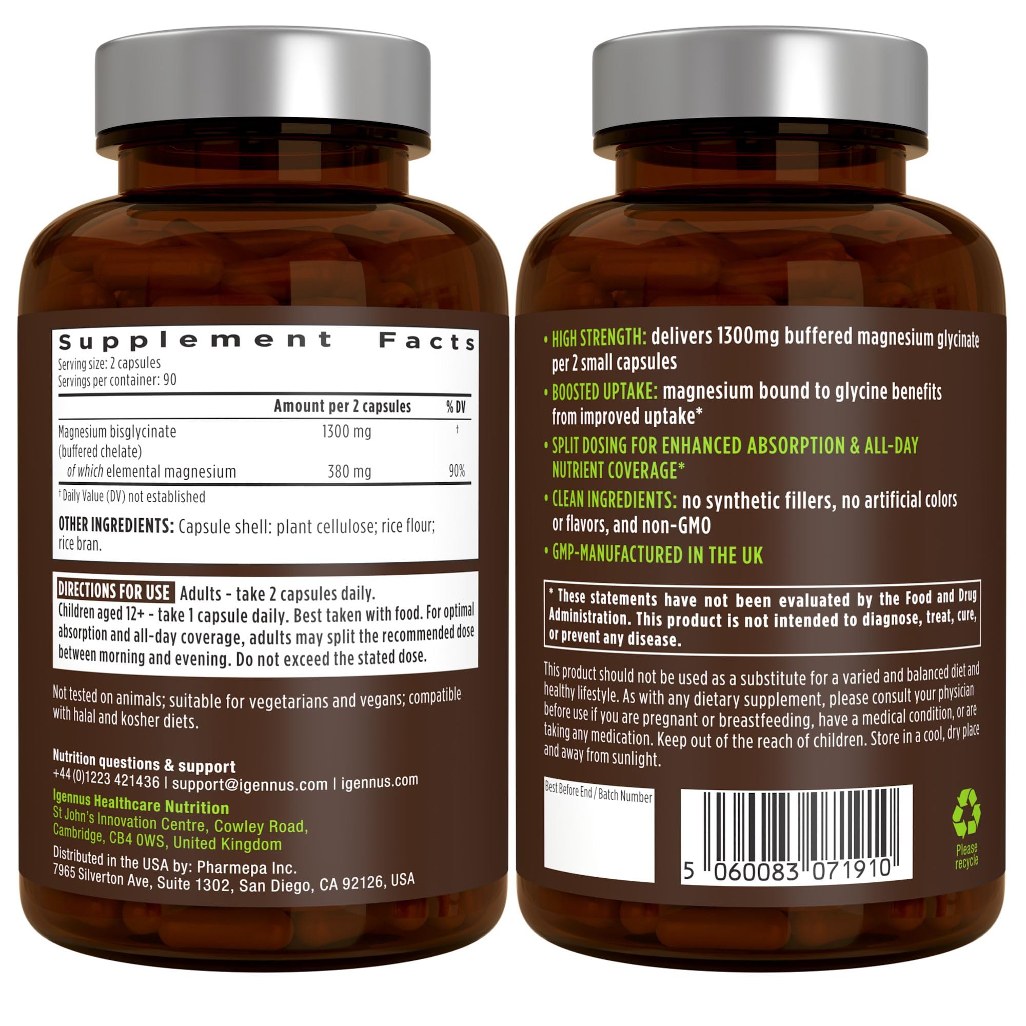 Igennus etiqueta con tabla nutricional y verificación de ingredientes limpios