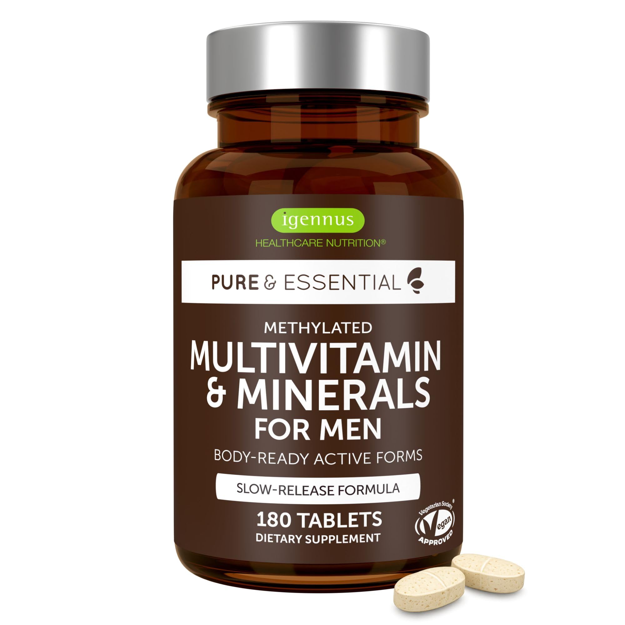 Igennus vista frontal del envase mostrando multivitaminas para hombres y beneficio de formulación completa