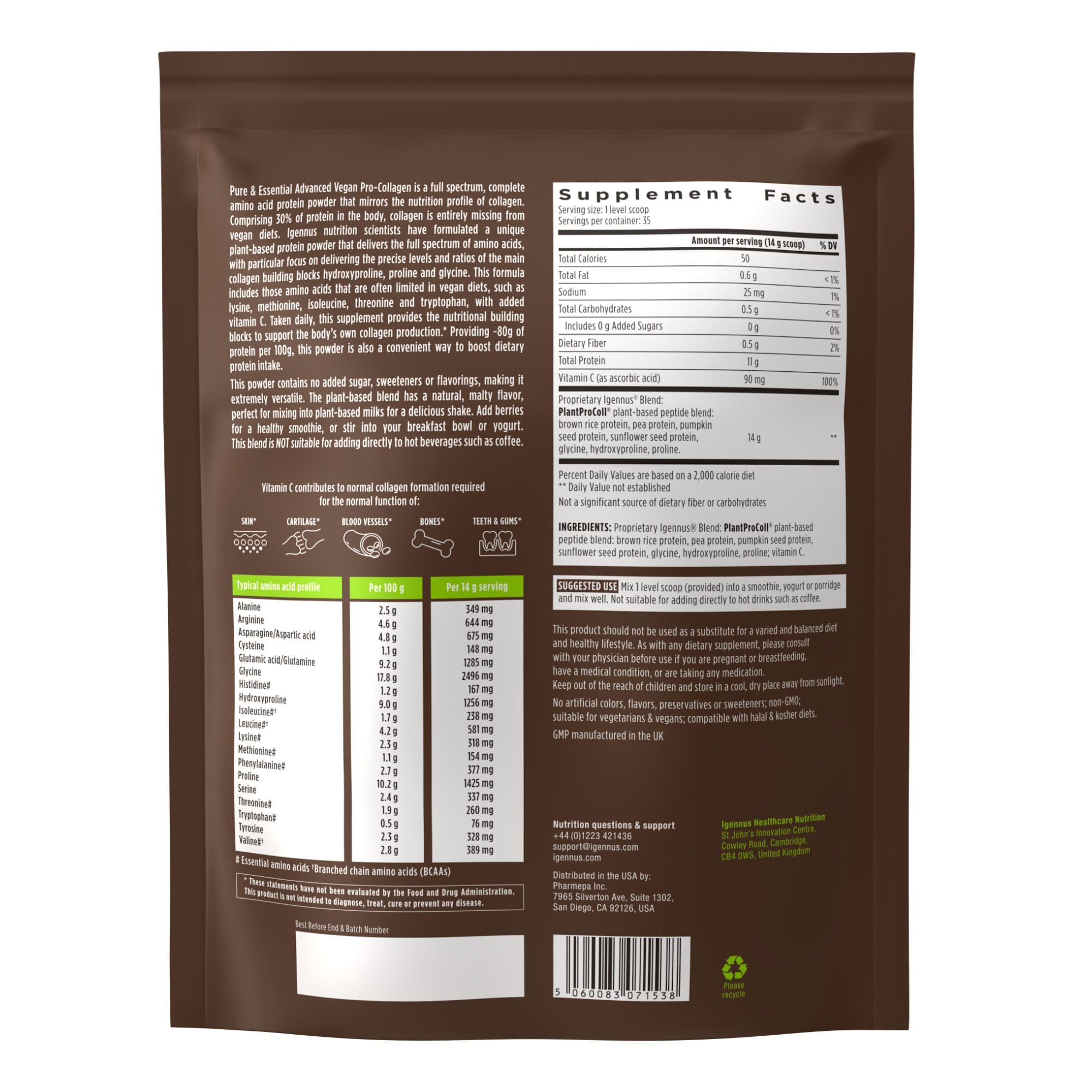 Igennus smoothie servido en vaso, uso en desayuno nutritivo