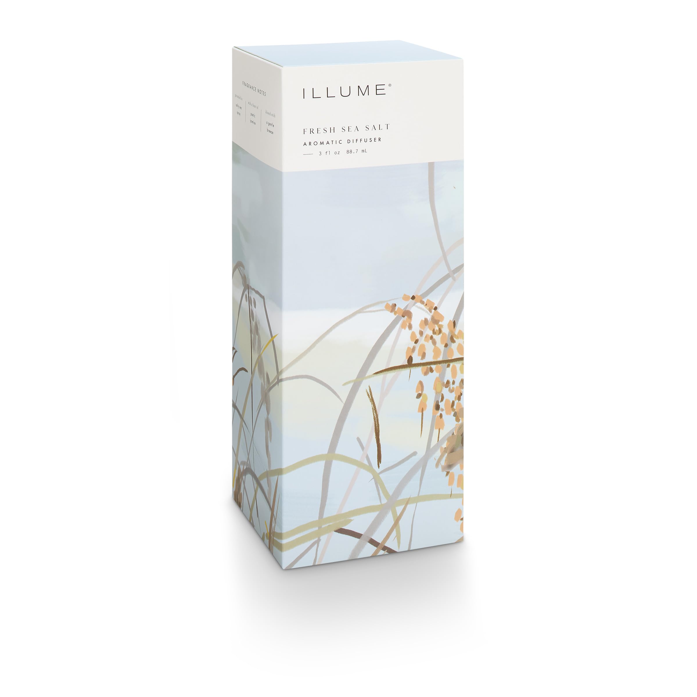 Illume difusor en ambiente costero lifestyle evocando brisa marina