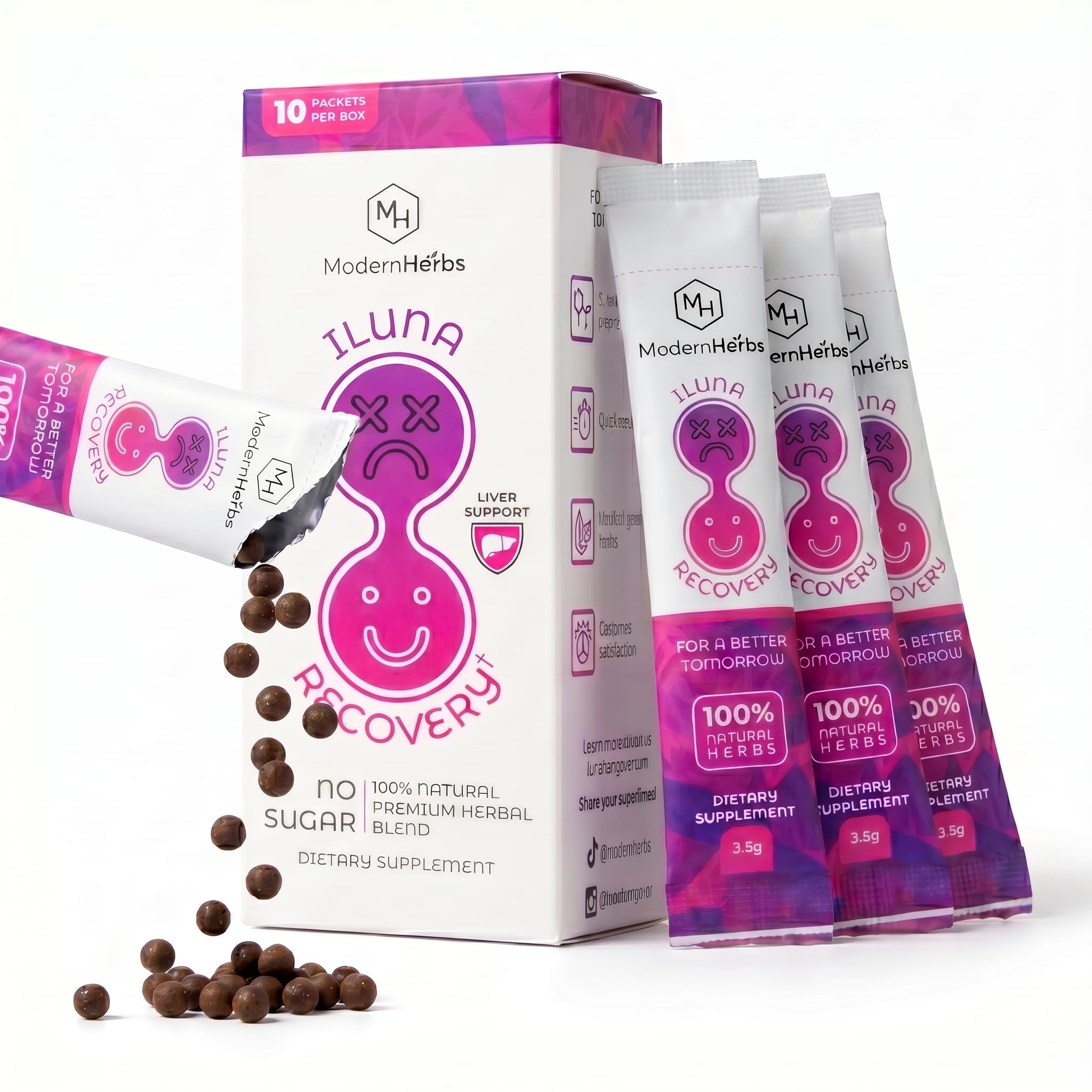 Iluna by Modern Herbs empaque frontal mostrando sobres prácticos y confianza