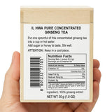 Ilwha pasta de ginseng disuelta en taza de té ilustrando preparación sencilla y aroma