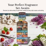 P&J Trading set 6 aceites aromáticos 6x10 ml para velas, jabones y difusores — Fresh Cotton, Amber, Leather