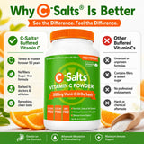 C-Salts Polvo Vitamina C Buffered 8 oz (84 servicios) – 4000 mg por cucharadita, suave para estómago, sin azúcar