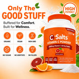 C-Salts Vitamina C tamponada en polvo 8 oz (Naranja sanguina) — 84 raciones, vegana y sin azúcar, fácil disolución