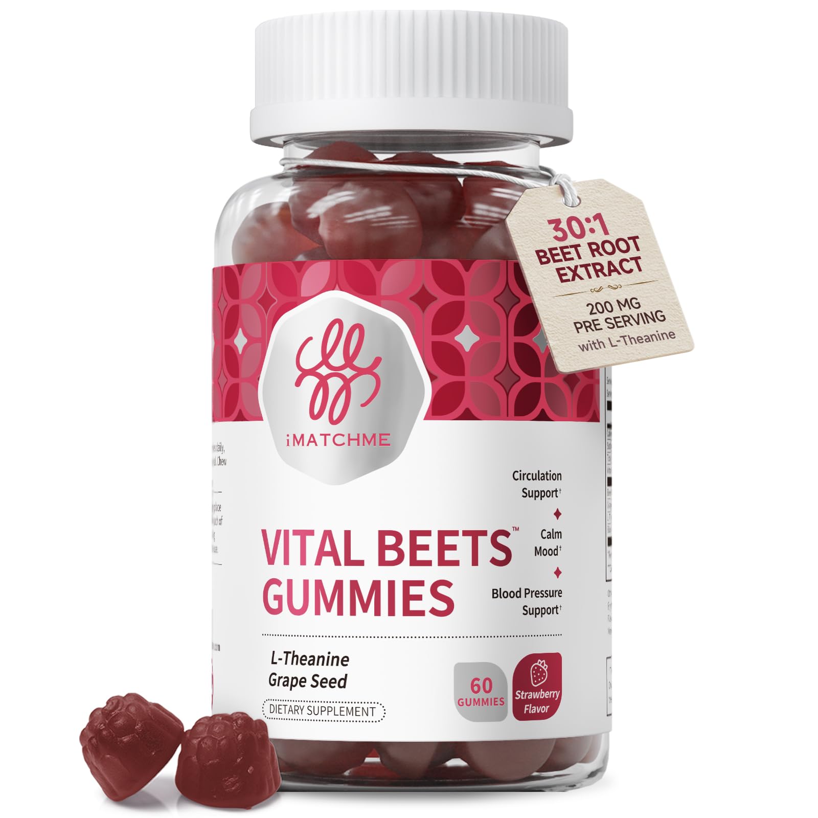 iMATCHME empaque frontal que muestra gomitas y beneficios para circulación