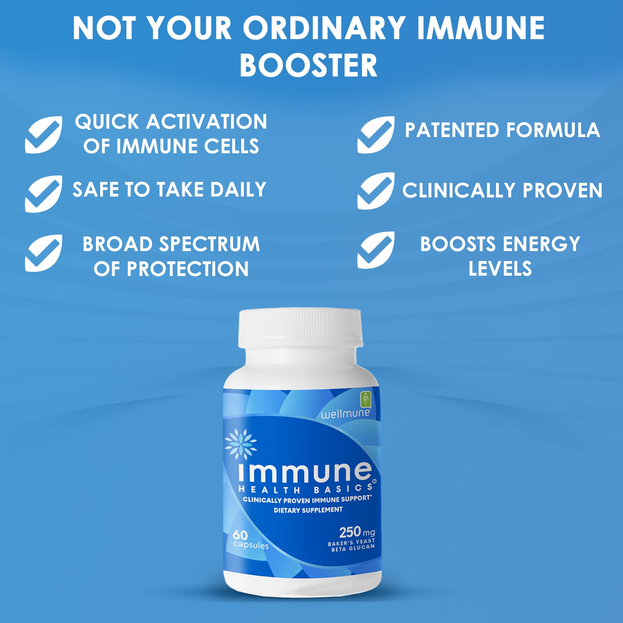Immune Health Basics comparación de tamaño junto a moneda para mostrar cantidad por cápsula