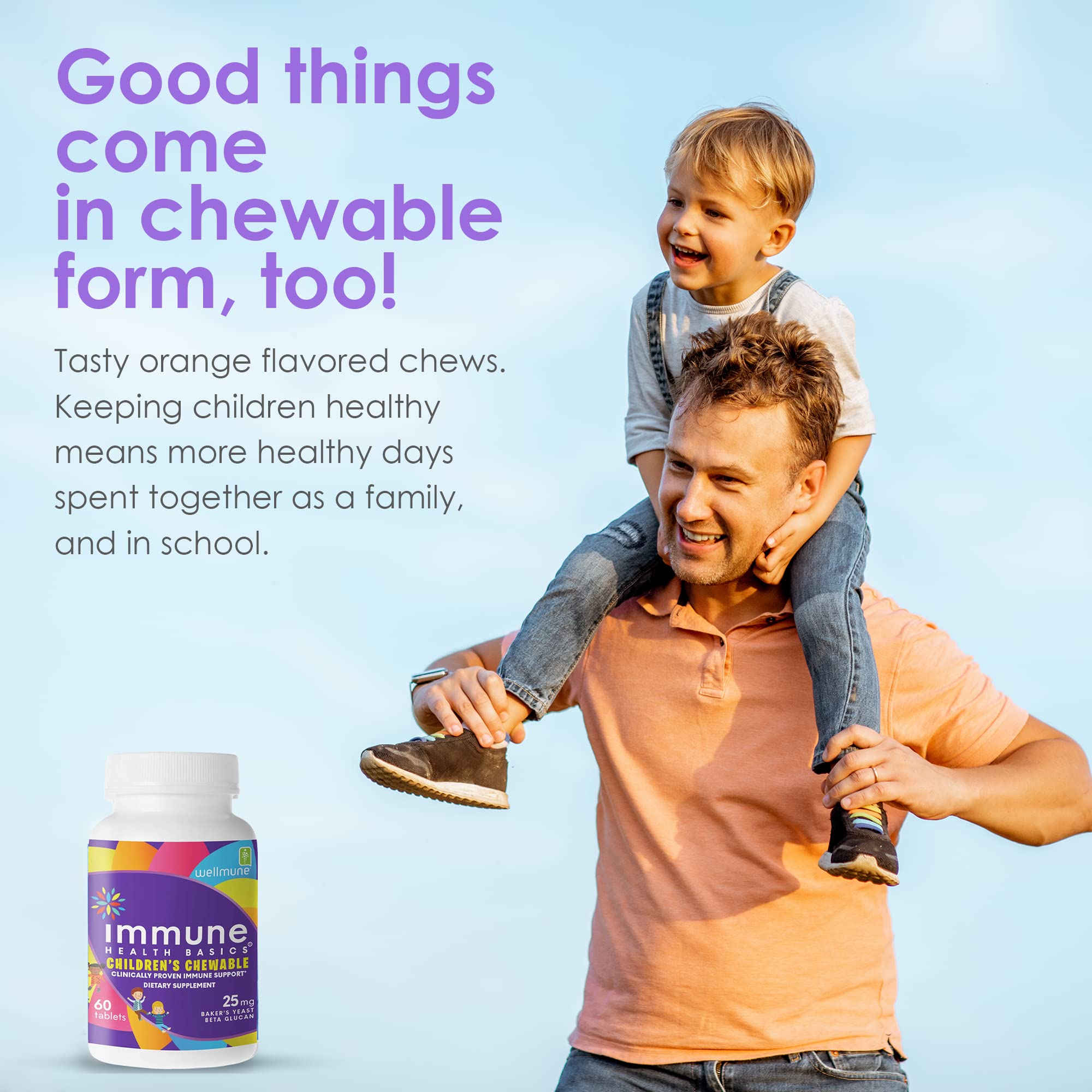 Immune Health Basics tabletas en mano para comparar tamaño y facilidad de masticar