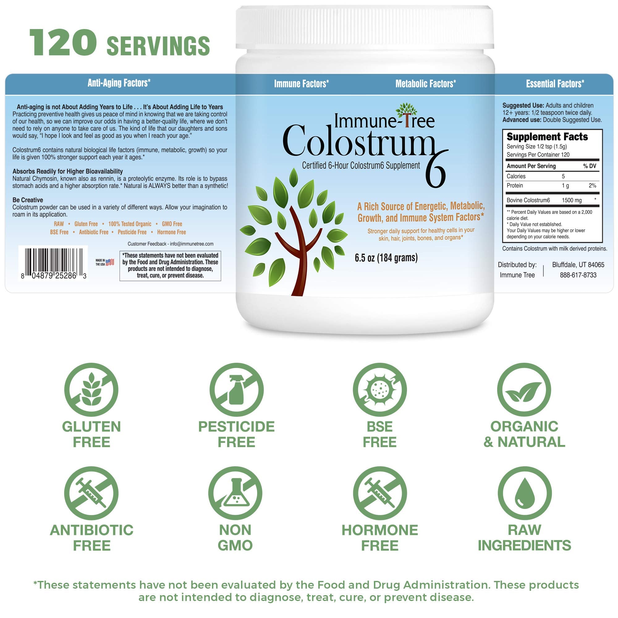 Immune-Tree ingredientes y origen de vacas alimentadas con pasto