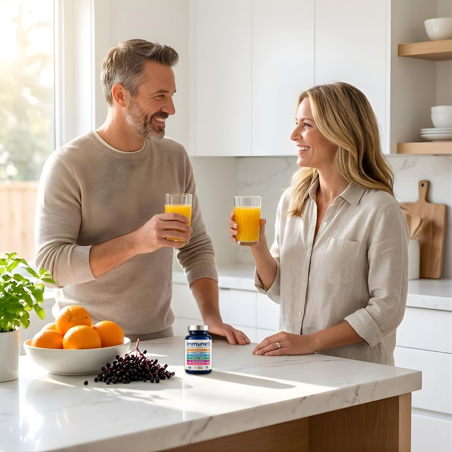IMMUNETI en mesa de cocina estilo de vida para apoyo a la rutina diaria
