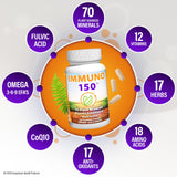 Immuno 150 etiqueta con lista de ingredientes y certificaciones
