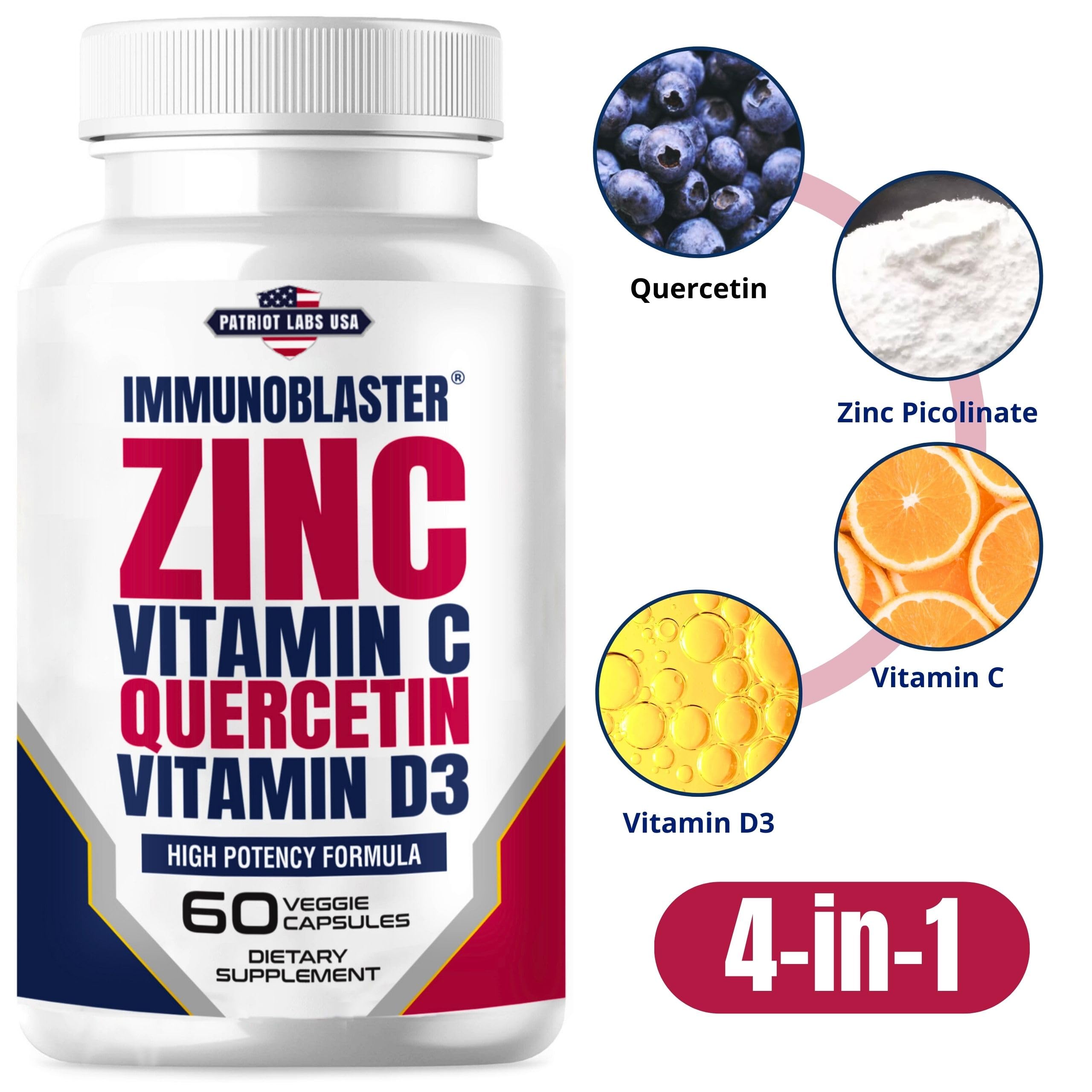 IMMUNO BLASTER etiqueta con información de dosis y lista de ingredientes