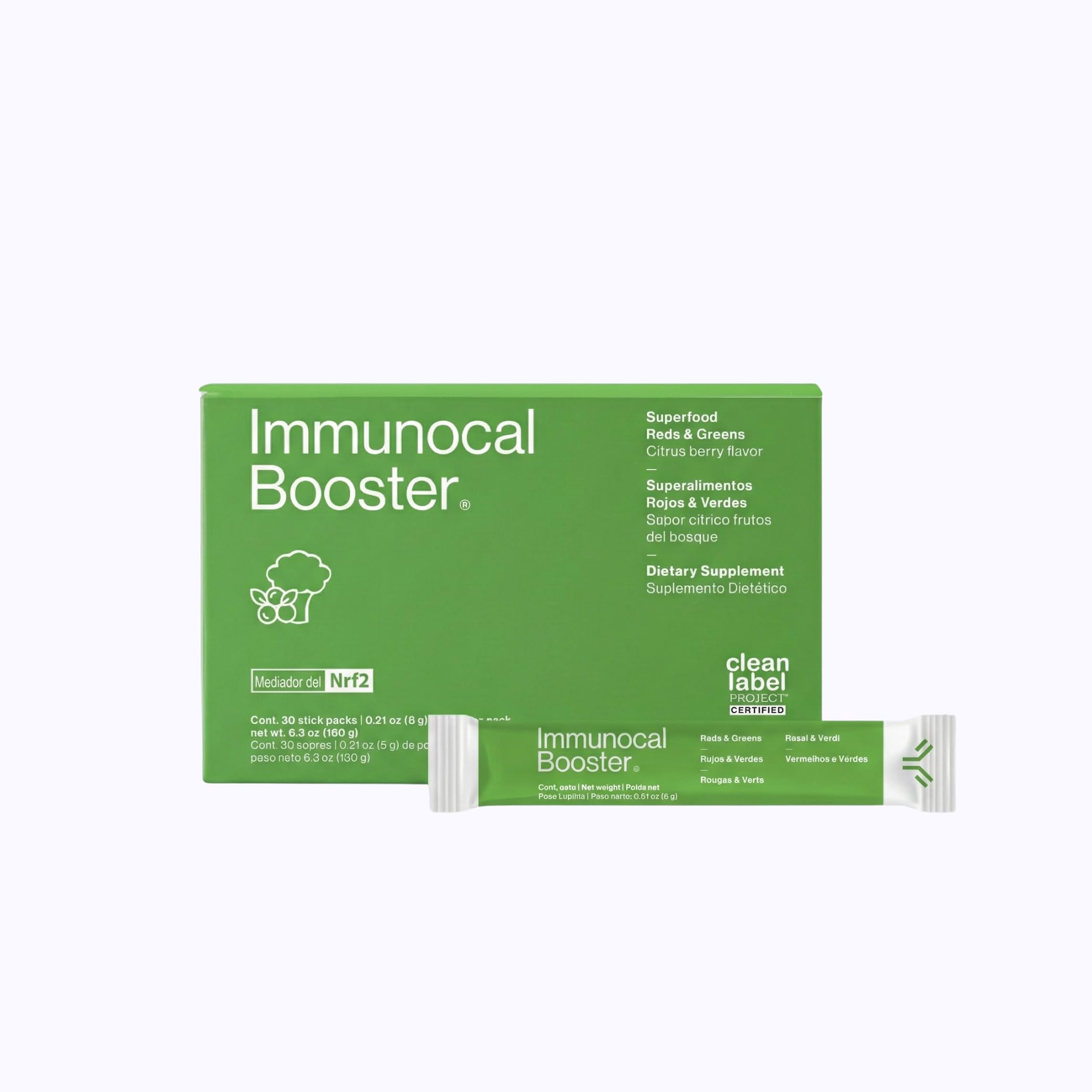 Immunocal Booster vista frontal del envase mostrando la marca y beneficios