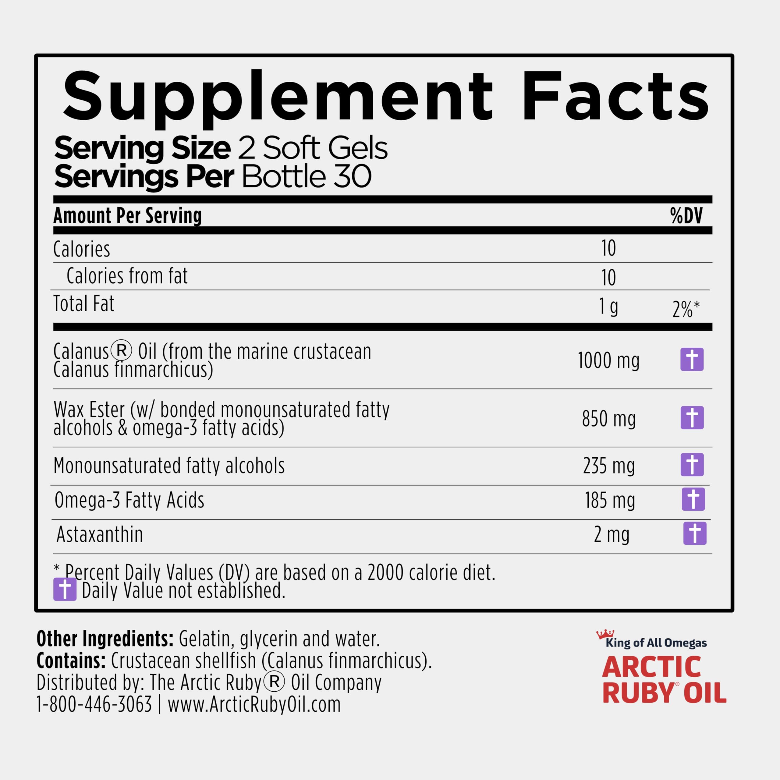 Immunocorp etiqueta nutricional de Arctic Ruby Oil con composiciones