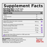 Immunocorp etiqueta nutricional de Arctic Ruby Oil con composiciones