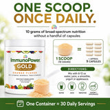 ImmunoPower Gold etiqueta de ingredientes clara, transparencia y cantidades declaradas