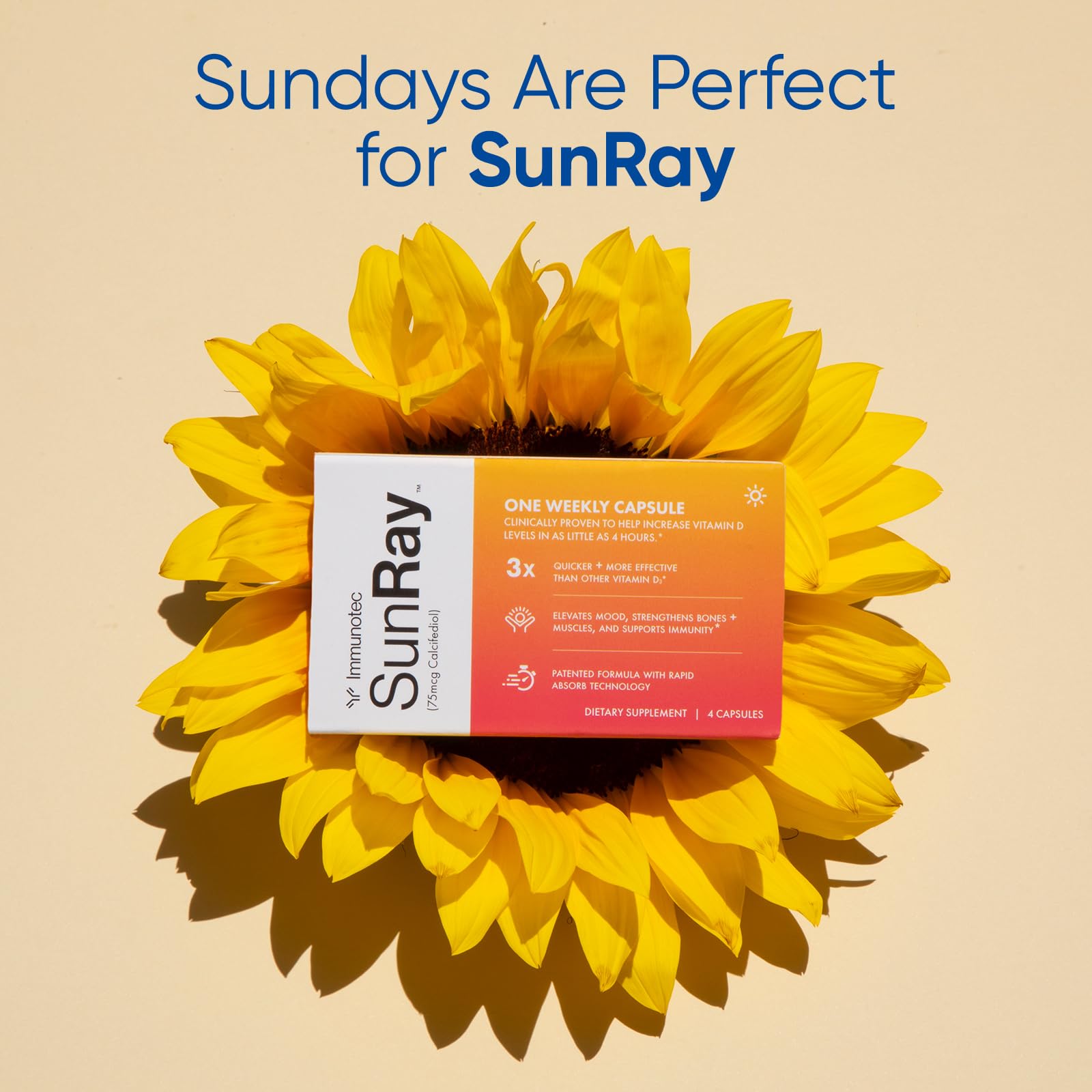 Immunotec Sunray en contexto lifestyle junto a agenda, fácil adherencia semanal