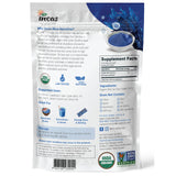 Incas by Asiya Life primer plano del polvo de spirulina azul, textura fina y pura