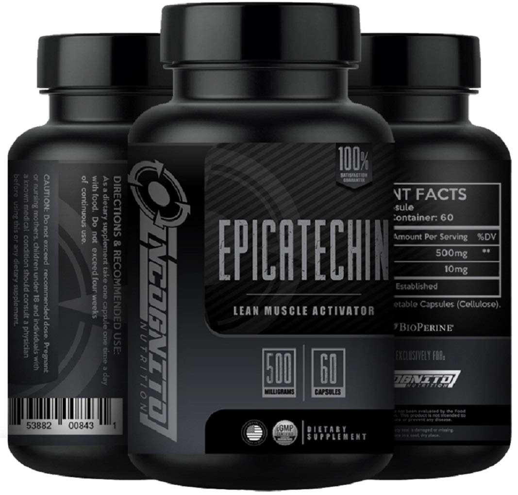 INCOGNITO NUTRITION frente del envase Epicatechin mostrando la etiqueta y beneficio claro