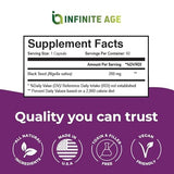 INFINITE AGE etiqueta con información nutricional para transparencia