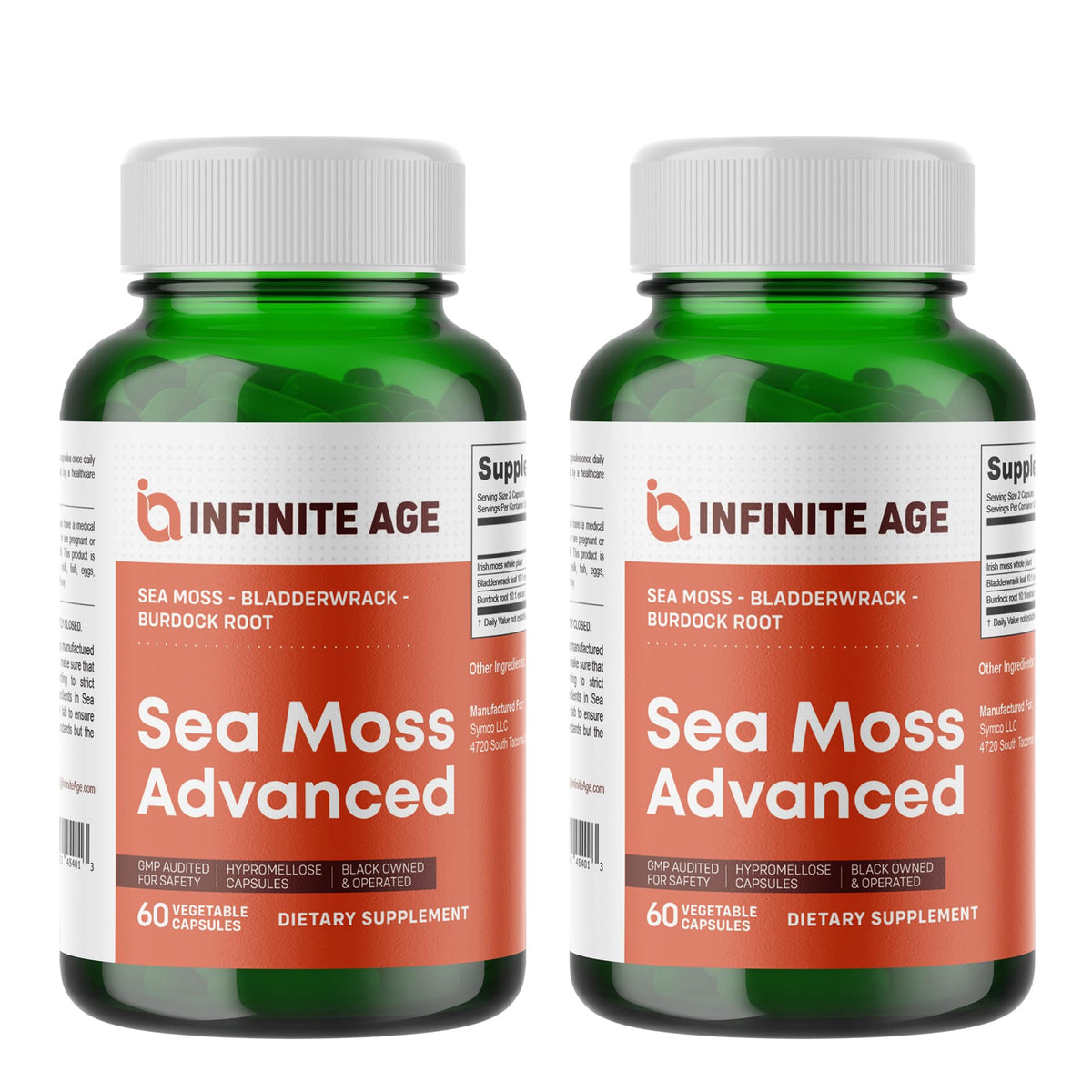 INFINITE AGE frasco frontal mostrando etiqueta y beneficio de calidad