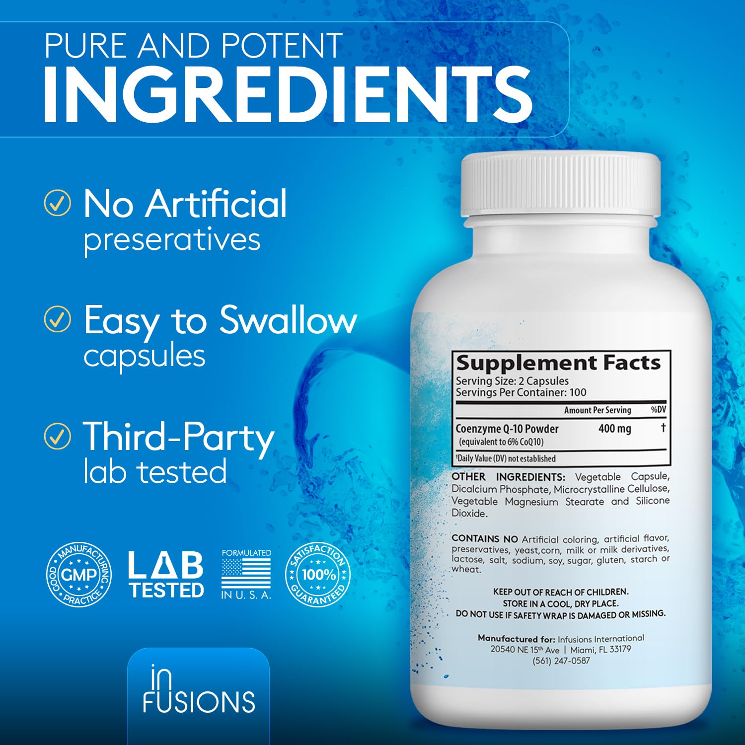 Infusions etiqueta con detalles de ingredientes y certificaciones visibles