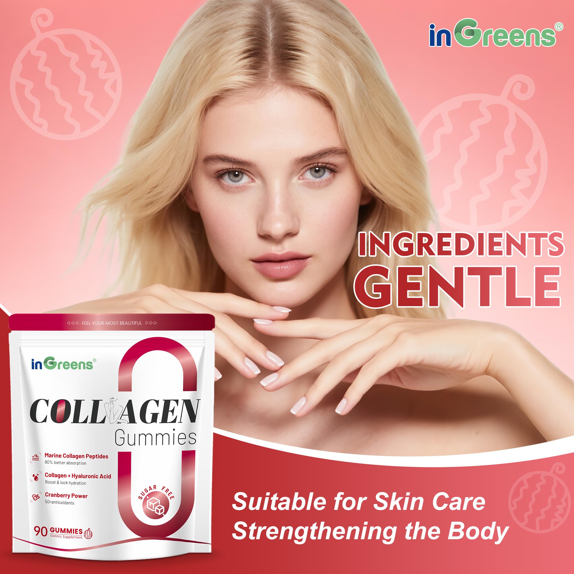 Escena de belleza con inGreens junto a productos de cuidado personal