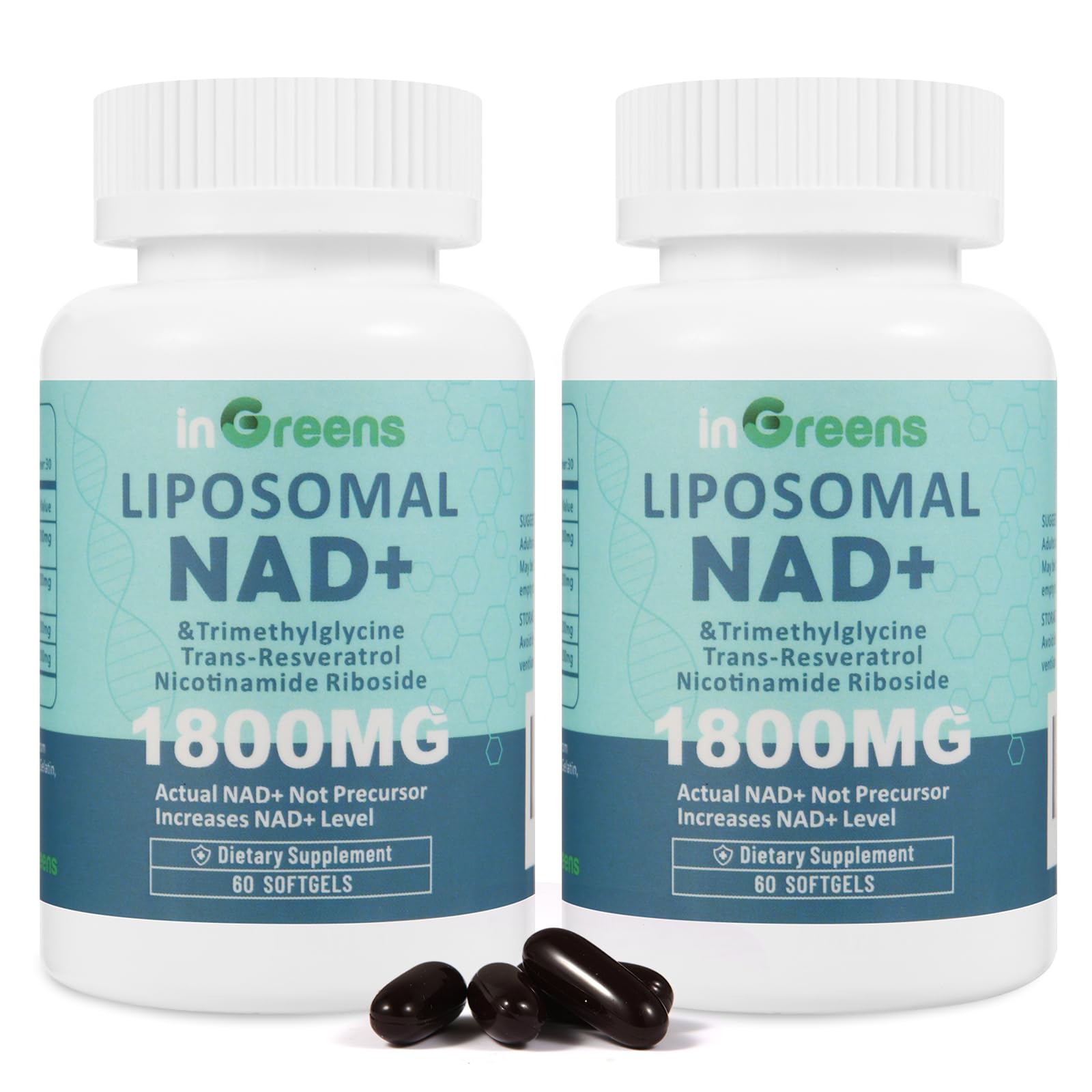 inGreens frente del envase mostrando 120 softgels y beneficios