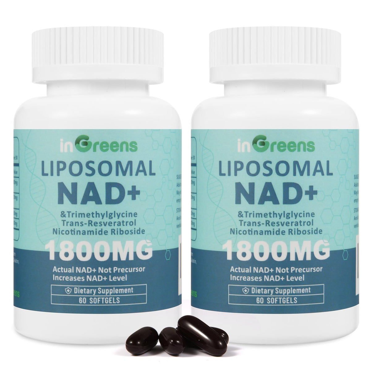 inGreens frente del envase mostrando 120 softgels y beneficios