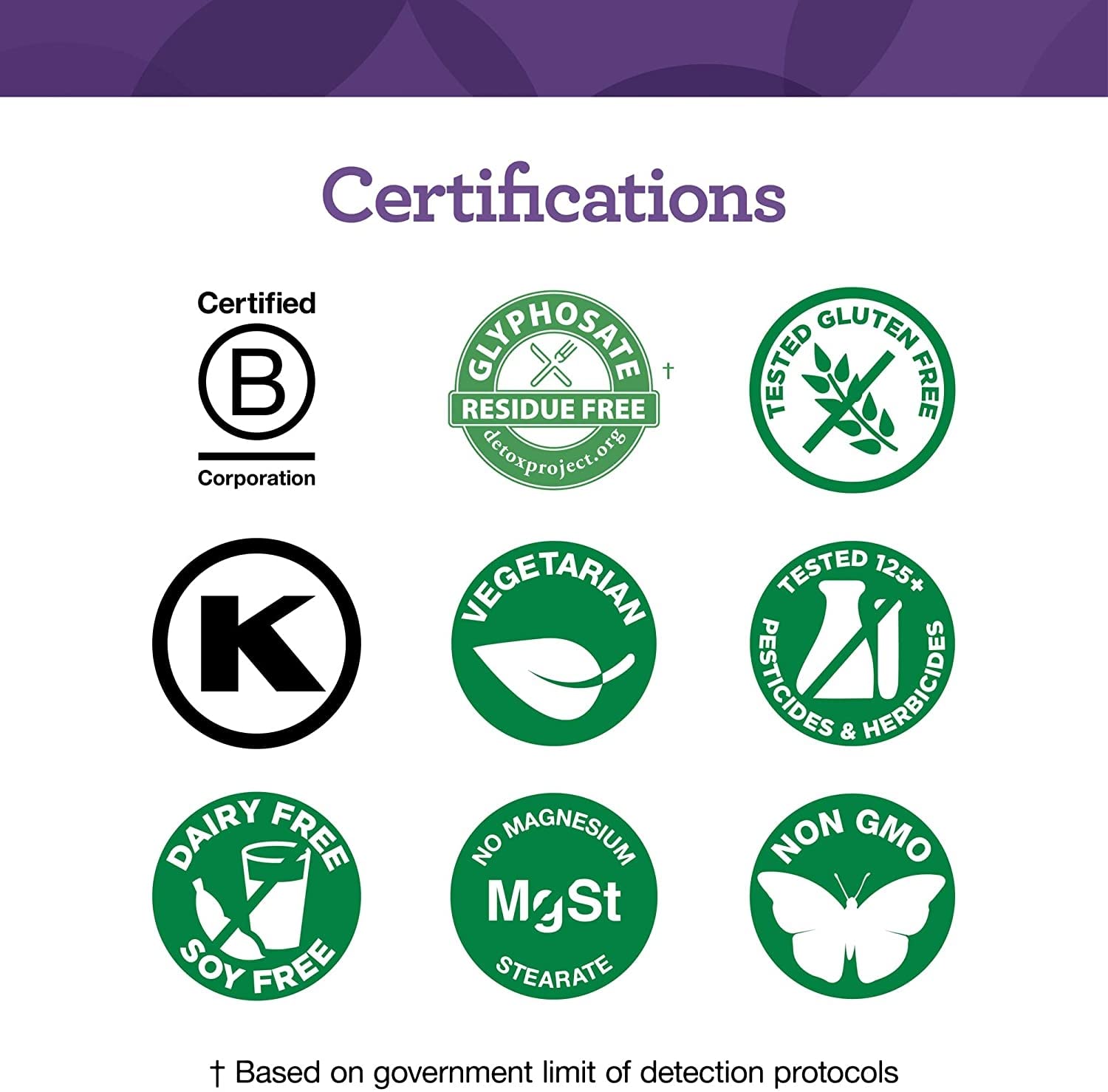 Innate Response etiqueta nutricional mostrando dosis y certificaciones