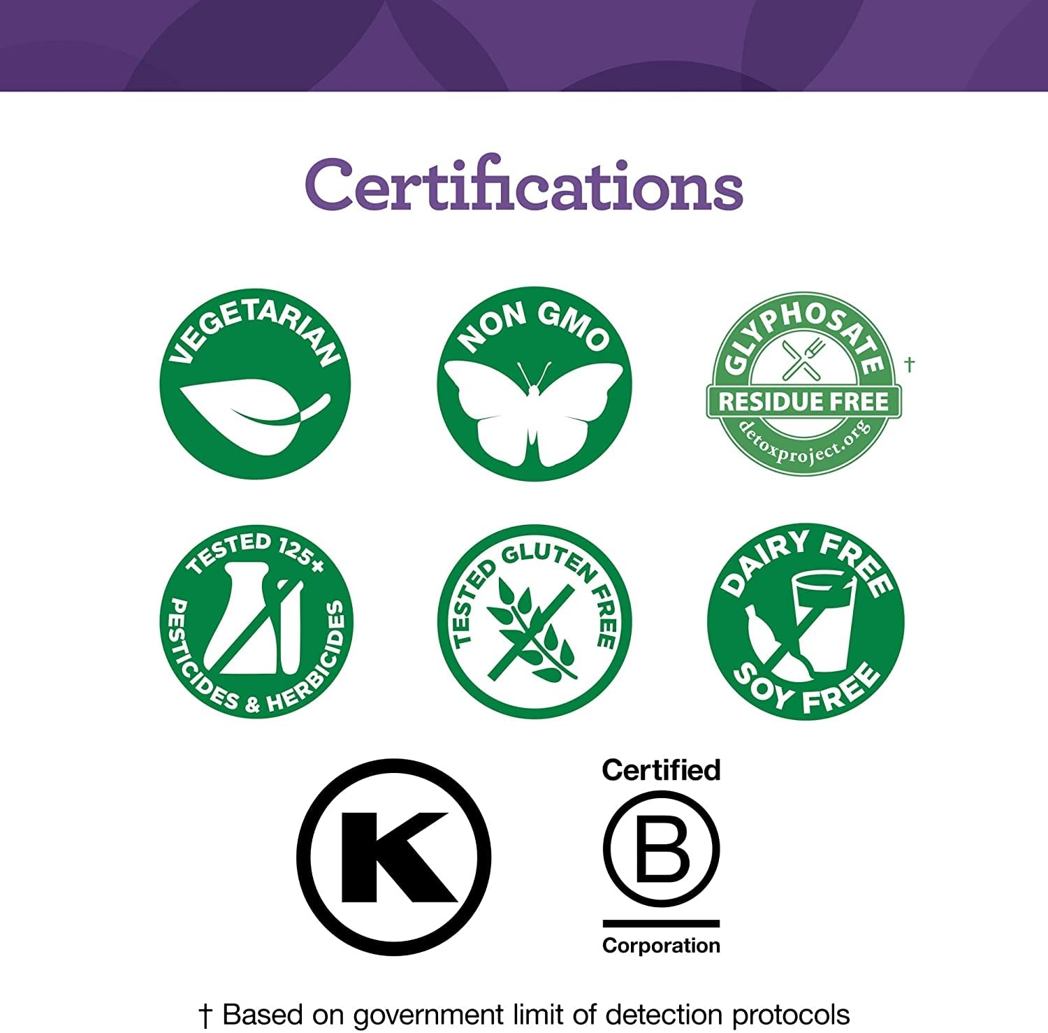 INNATE Response etiqueta con sellos de certificación y pruebas de pureza