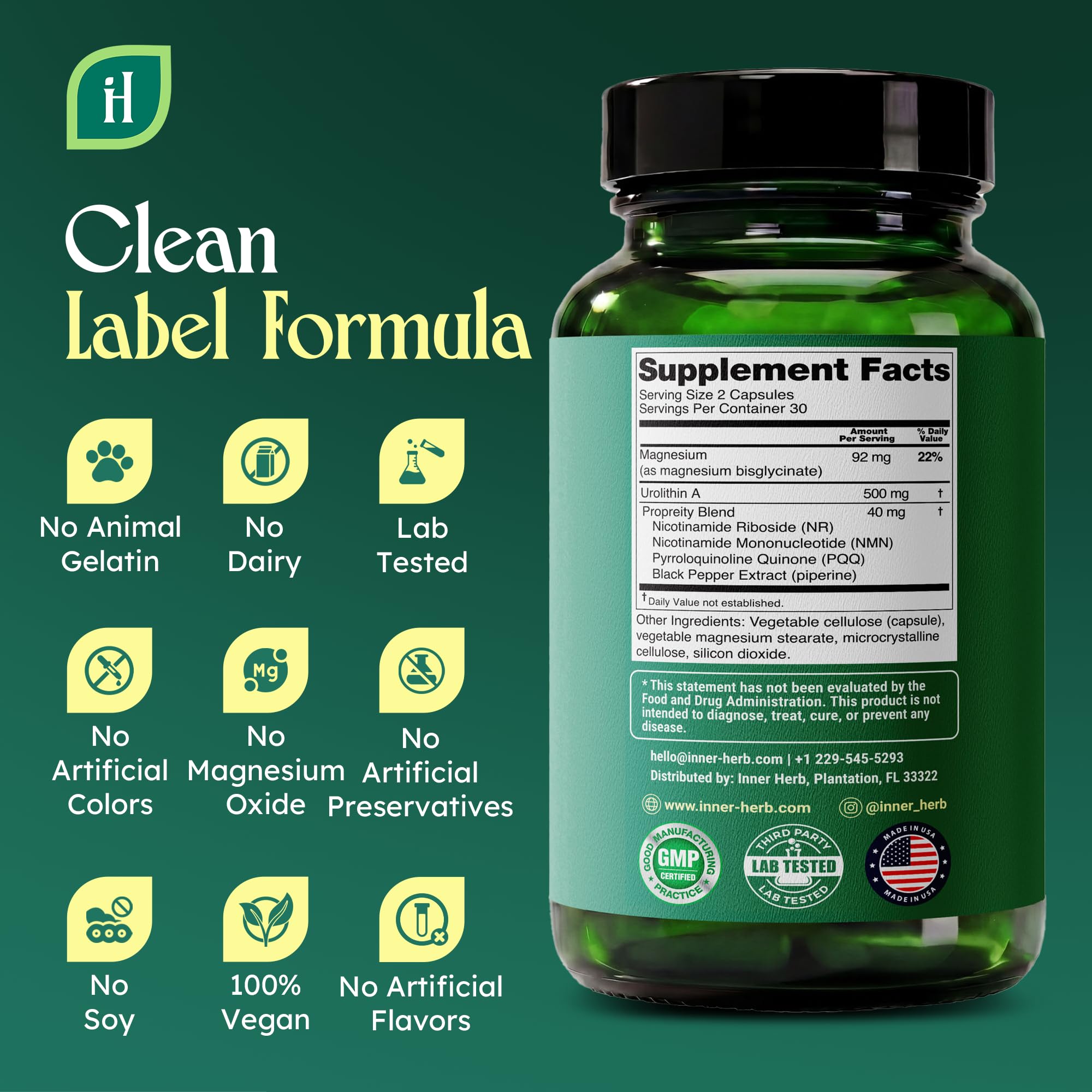 InnerHerb textura de cápsula en primer plano para ver calidad vegetal