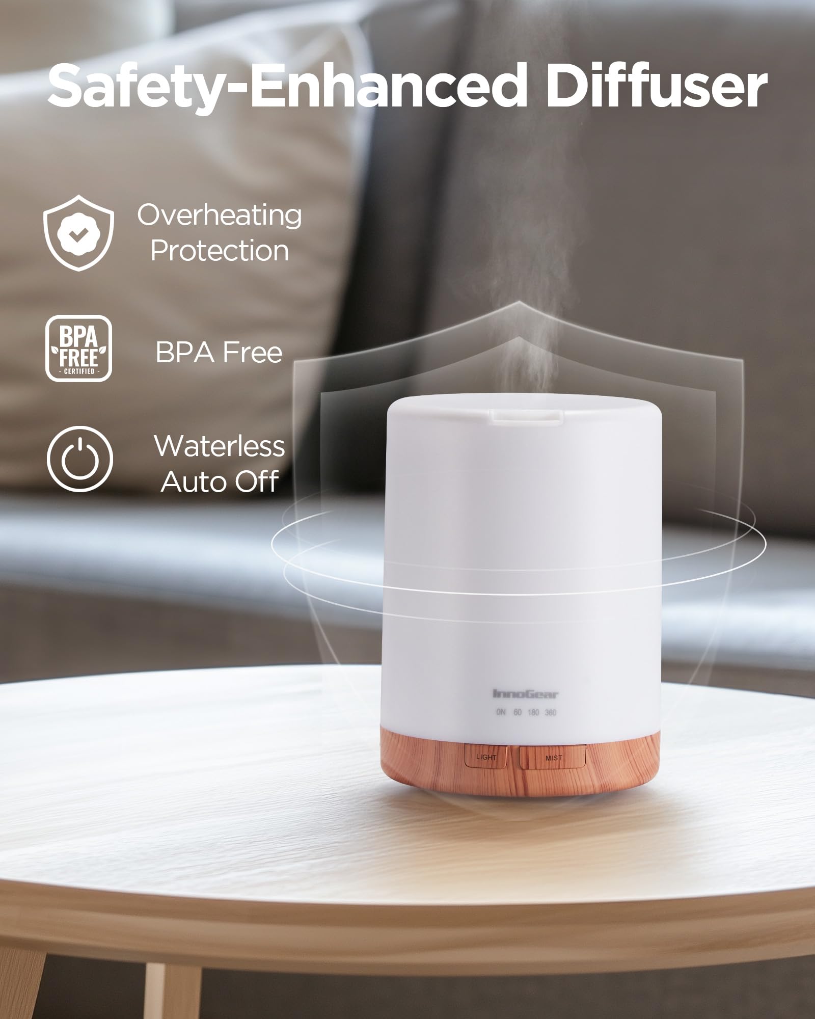 Comparación de escala del InnoGear con una mano, muestra capacidad 300ml y portabilidad