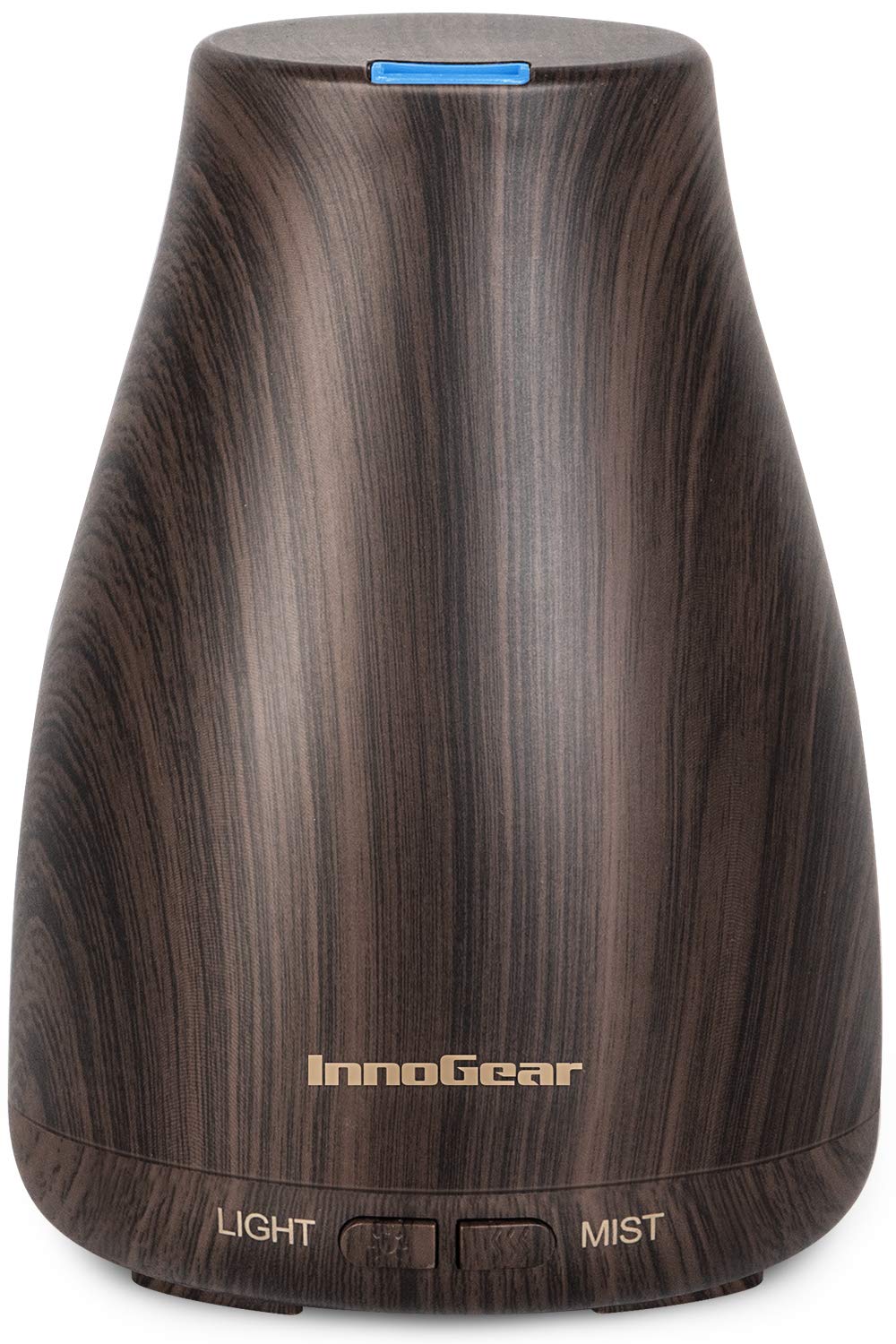 InnoGear vista frontal del difusor marrón mostrando diseño compacto y controles intuitivos