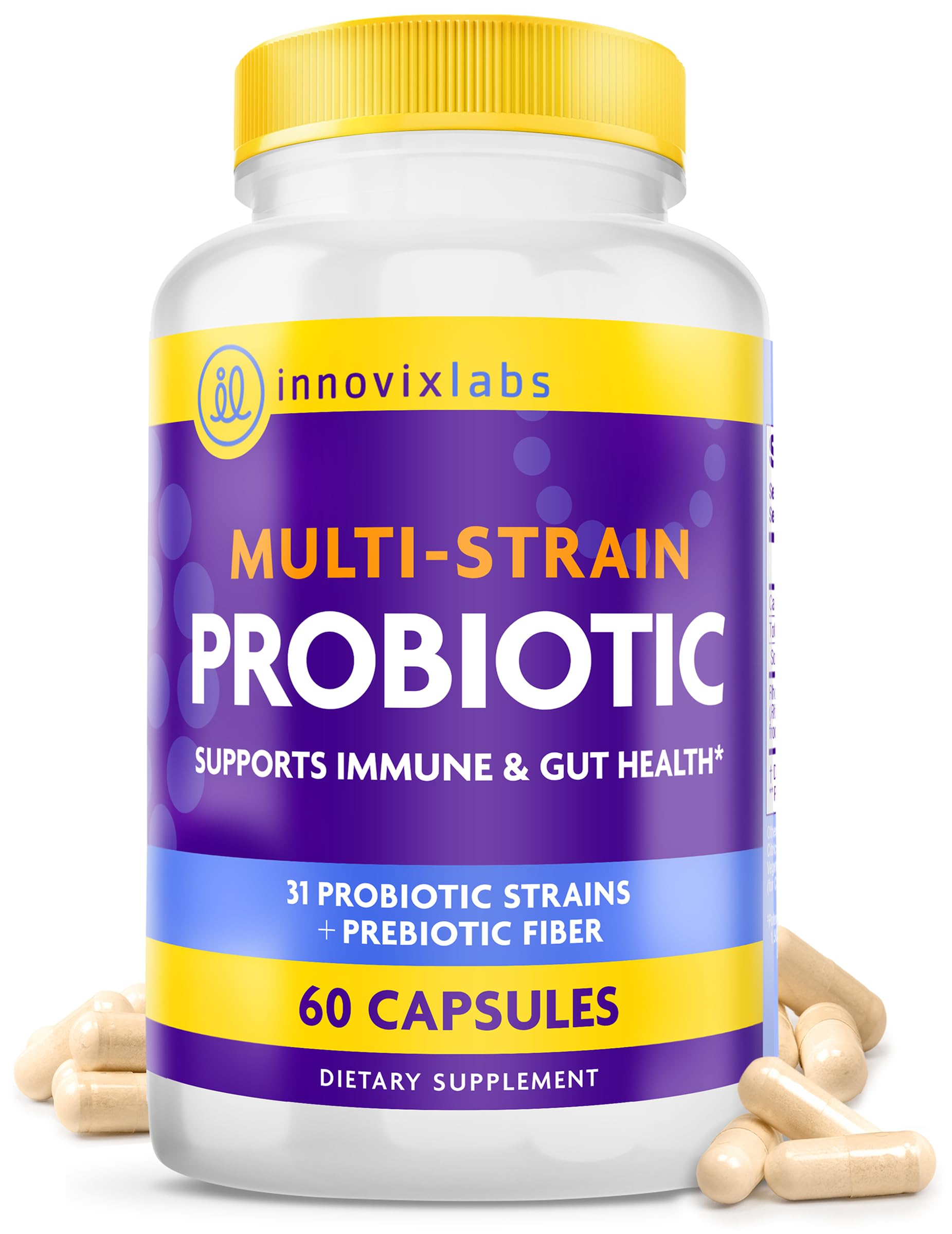 InnovixLabs frente del envase mostrando 50B UFC y 31 cepas, promueve equilibrio intestinal