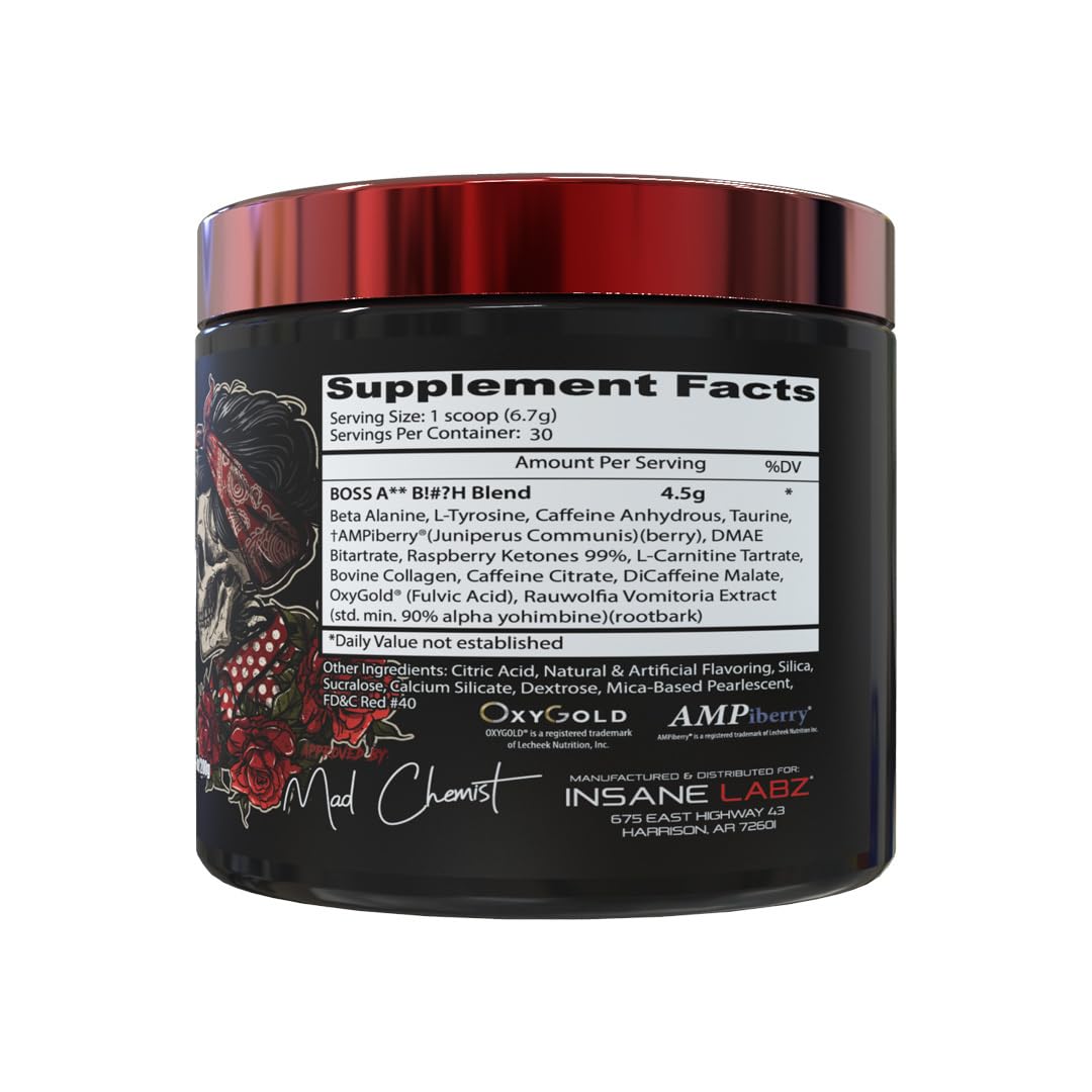 Insane Labz primer plano del polvo rosa que destaca mezcla y solubilidad