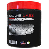 Vaso con batido y scoop de Insane Labz Creatine Monohydrate demostrando uso práctico en entrenamiento