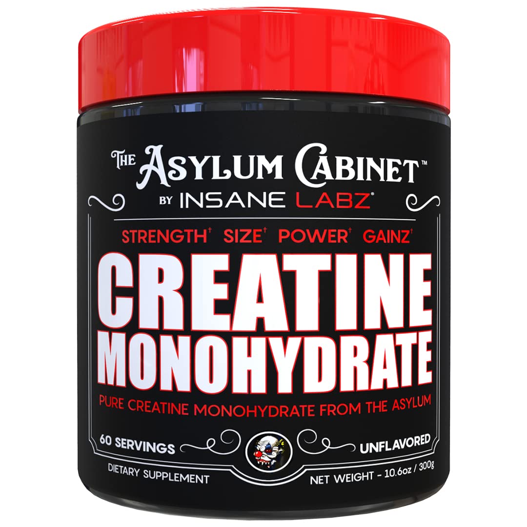 Envase Insane Labz Creatine Monohydrate sin sabor mostrando etiqueta clara y beneficio de fuerza