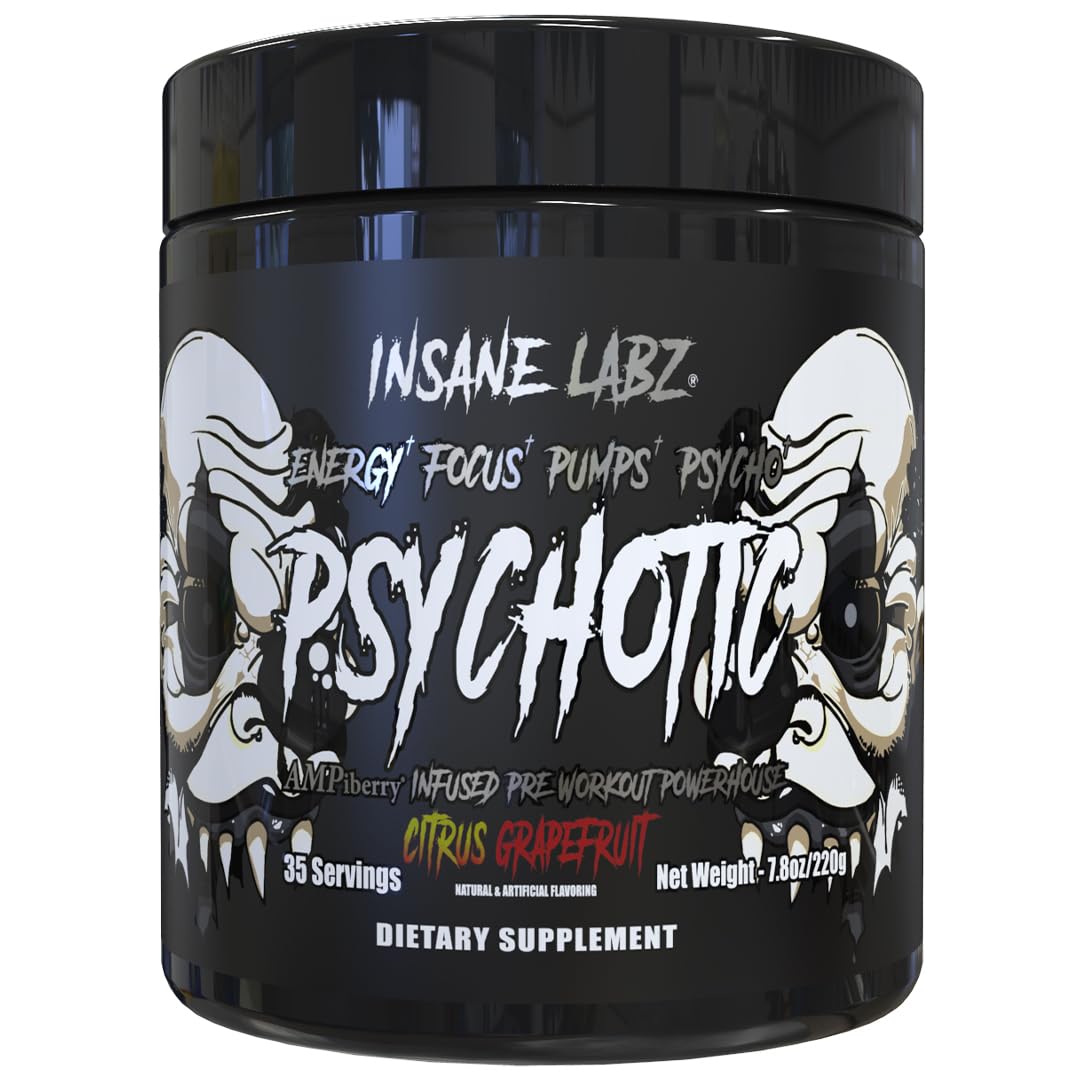 Insane Labz frente del envase mostrando 35 servicios y sabor Citrus Grapefruit para energía