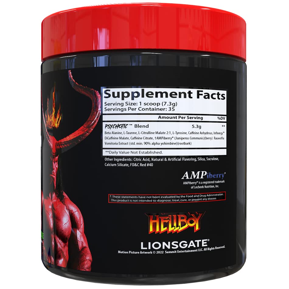 Detalle de la etiqueta Insane Labz Hellboy con ingredientes y beneficios visibles rápida lectura