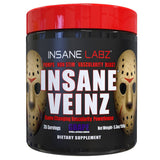 Insane Labz envase Insane Veinz frontal mostrando diseño y sabor uva, resalta apariencia profesional