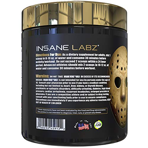 Insane Labz Insane Veinz GOLD bebida mezclada en vaso listada para consumo y beneficios