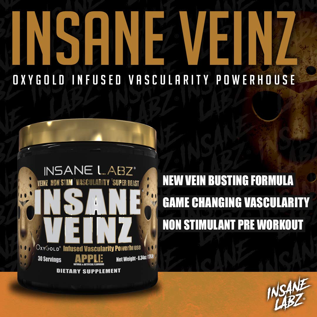 Insane Labz Insane Veinz GOLD comparado con mano para ver escala de 30 servicios