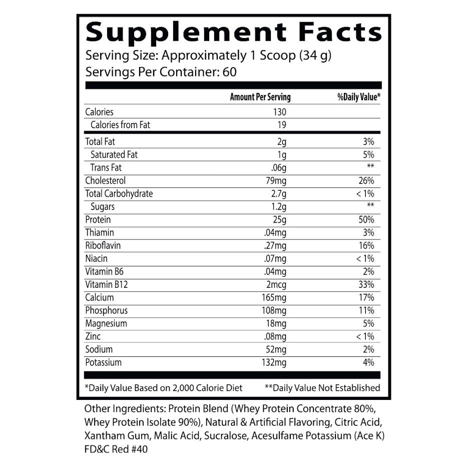 Insane Labz etiqueta nutricional mostrando 25g proteína y 1g azúcar por porción