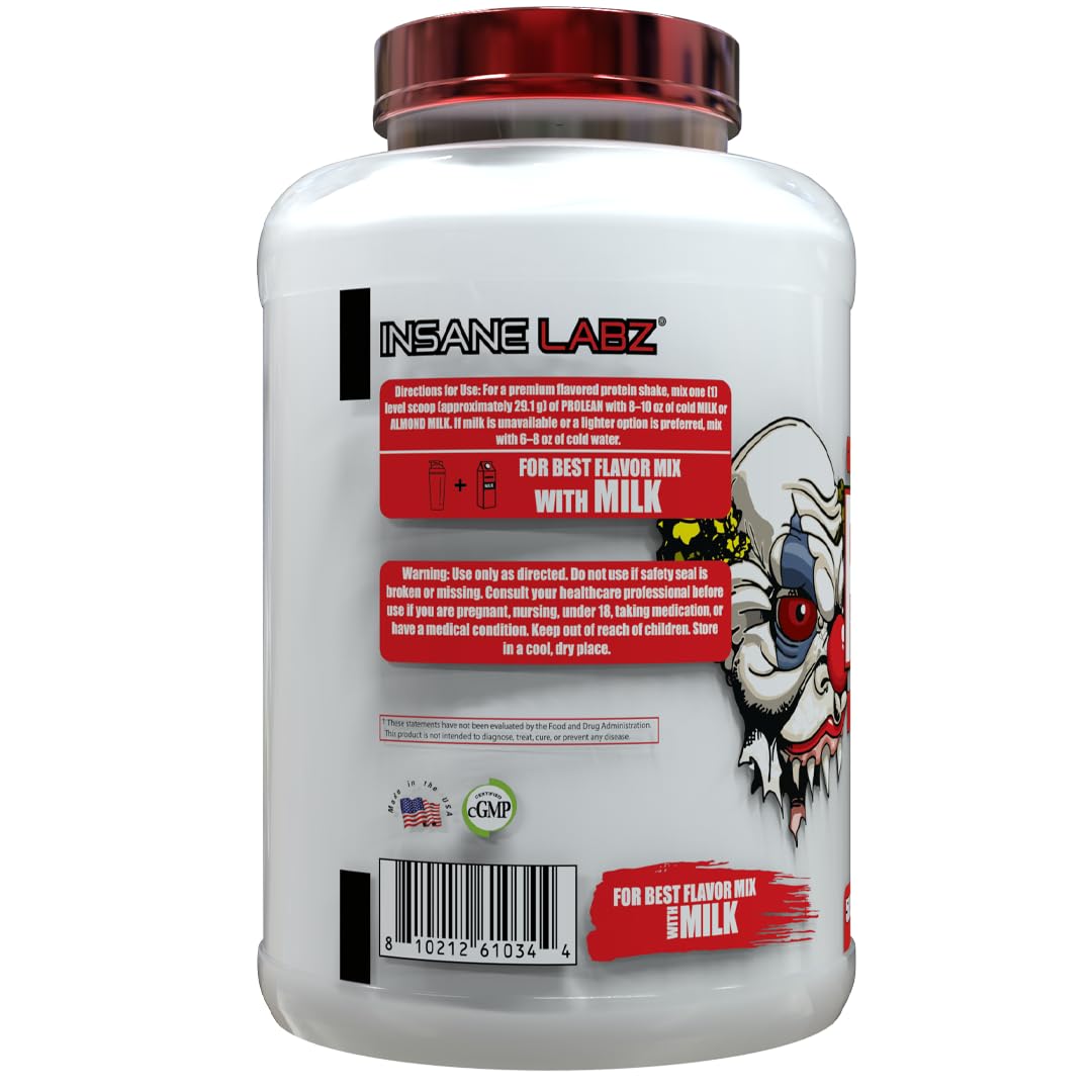 Insane Labz ProLean batido en mano tras entrenamiento, apoyo proteico de recuperación
